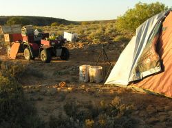 ATV and tent at Andamooka Waterhole