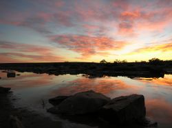 Approaching sun lights waterhole