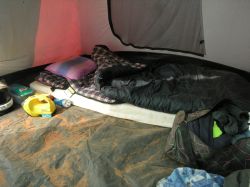 Comfortable bed in the tent